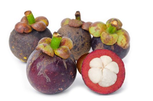Mangosteen on white background