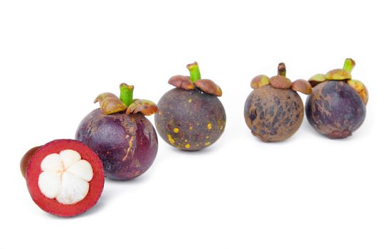 Mangosteen on white background