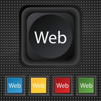 Web sign icon. World wide web symbol. Set of colored buttons. illustration