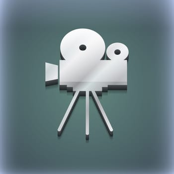 Video camera icon symbol. 3D style. Trendy, modern design with space for your text illustration. Raster version