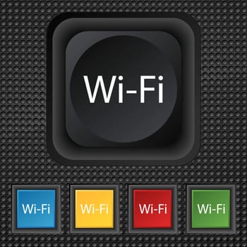 Free wifi sign. Wi-fi symbol. Wireless Network icon Set of colored buttons. illustration