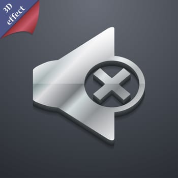 Mute speaker icon symbol. 3D style. Trendy, modern design with space for your text illustration. Rastrized copy