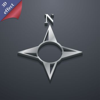 Compass icon symbol. 3D style. Trendy, modern design with space for your text illustration. Rastrized copy