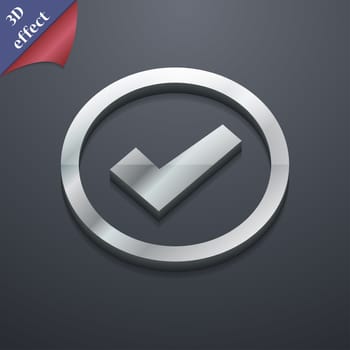 Check mark icon symbol. 3D style. Trendy, modern design with space for your text illustration. Rastrized copy