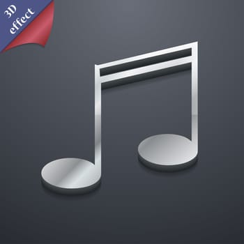 Music note icon symbol. 3D style. Trendy, modern design with space for your text illustration. Rastrized copy