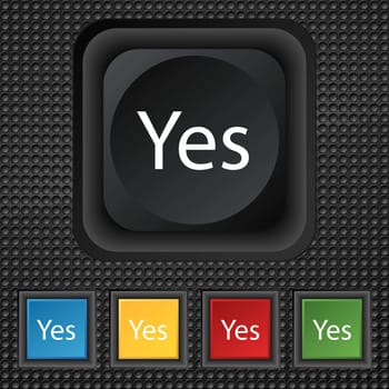 Yes sign icon. Positive check symbol. Set of colored buttons. illustration