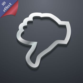 Dislike, Thumb down icon symbol. 3D style. Trendy, modern design with space for your text illustration. Rastrized copy