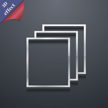 Copy file icon symbol. 3D style. Trendy, modern design with space for your text illustration. Rastrized copy