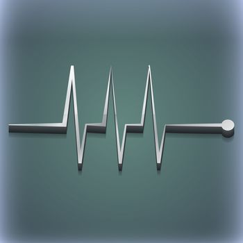 Cardiogram monitoring icon symbol. 3D style. Trendy, modern design with space for your text illustration. Raster version