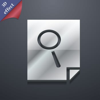 Search in file icon symbol. 3D style. Trendy, modern design with space for your text illustration. Rastrized copy