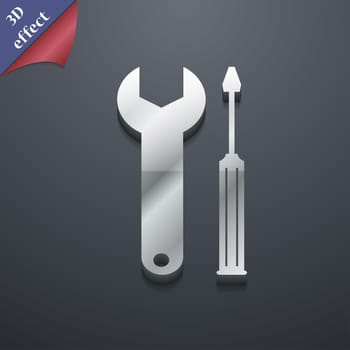 screwdriver with wrench icon symbol. 3D style. Trendy, modern design with space for your text illustration. Rastrized copy