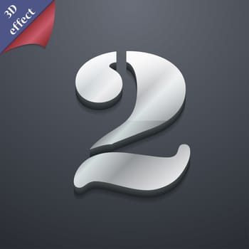 number two icon symbol. 3D style. Trendy, modern design with space for your text illustration. Rastrized copy