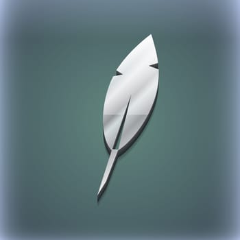 Feather Retro pen icon symbol. 3D style. Trendy, modern design with space for your text illustration. Raster version