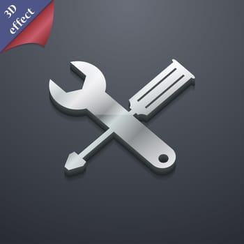 screwdriver with wrench icon symbol. 3D style. Trendy, modern design with space for your text illustration. Rastrized copy