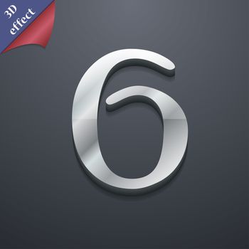 number six icon symbol. 3D style. Trendy, modern design with space for your text illustration. Rastrized copy