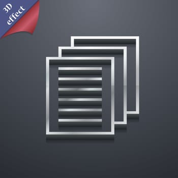 Copy file icon symbol. 3D style. Trendy, modern design with space for your text illustration. Rastrized copy