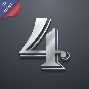 number four icon symbol. 3D style. Trendy, modern design with space for your text illustration. Rastrized copy