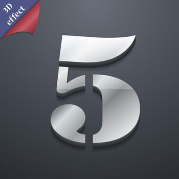 number five icon symbol. 3D style. Trendy, modern design with space for your text illustration. Rastrized copy