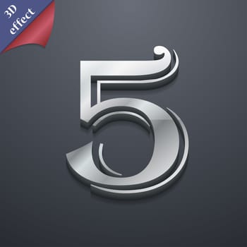 number five icon symbol. 3D style. Trendy, modern design with space for your text illustration. Rastrized copy