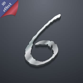 number six icon symbol. 3D style. Trendy, modern design with space for your text illustration. Rastrized copy