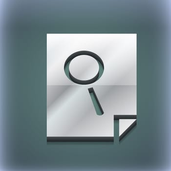 Search in file icon symbol. 3D style. Trendy, modern design with space for your text illustration. Raster version