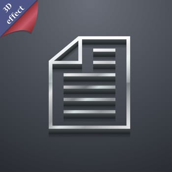 Text file icon symbol. 3D style. Trendy, modern design with space for your text illustration. Rastrized copy