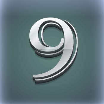 number Nine icon symbol. 3D style. Trendy, modern design with space for your text illustration. Raster version