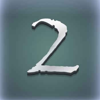 number two icon symbol. 3D style. Trendy, modern design with space for your text illustration. Raster version