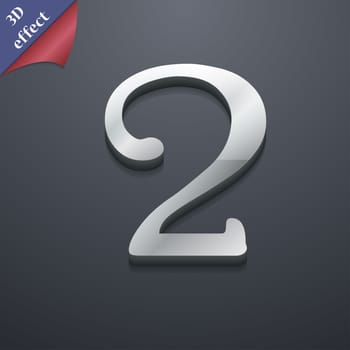 number two icon symbol. 3D style. Trendy, modern design with space for your text illustration. Rastrized copy