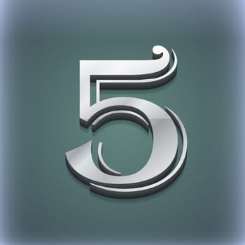 number five icon symbol. 3D style. Trendy, modern design with space for your text illustration. Raster version