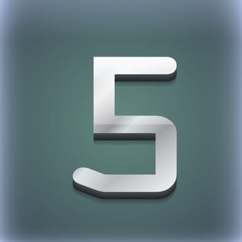 number five icon symbol. 3D style. Trendy, modern design with space for your text illustration. Raster version