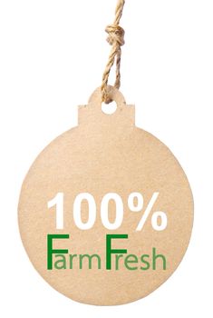 Eco friendly tag, 100% farm fresh. Clipping path