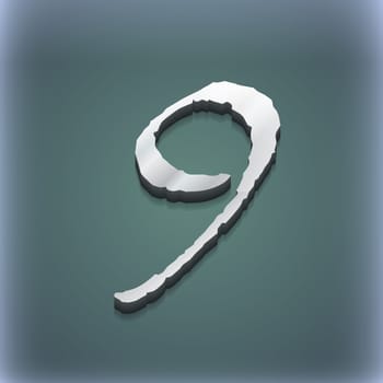 number Nine icon symbol. 3D style. Trendy, modern design with space for your text illustration. Raster version