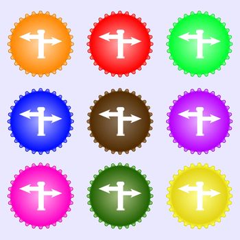 Blank Road Sign icon sign. A set of nine different colored labels. illustration