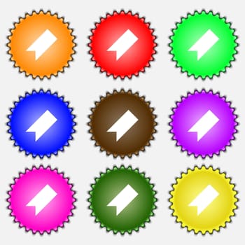 bookmark icon sign. A set of nine different colored labels. illustration 