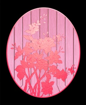 Pattern of Red flower on wood with black background