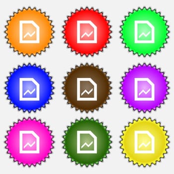 Growth and development concept. graph of Rate icon sign. A set of nine different colored labels. illustration 