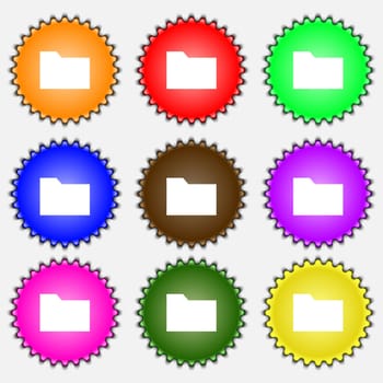 Document folder icon sign. A set of nine different colored labels. illustration 