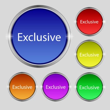 Exclusive sign icon. Special offer symbol. Set of colored buttons. illustration