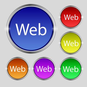 Web sign icon. World wide web symbol. Set of colored buttons. illustration