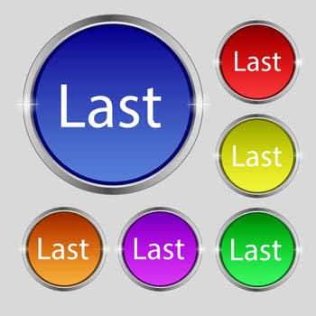Last sign icon. Navigation symbol. Set of colored buttons. illustration