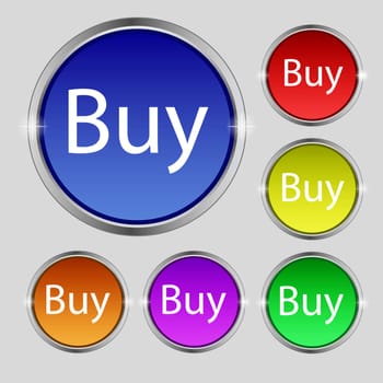 Buy sign icon. Online buying dollar usd button. Set of colored buttons. illustration