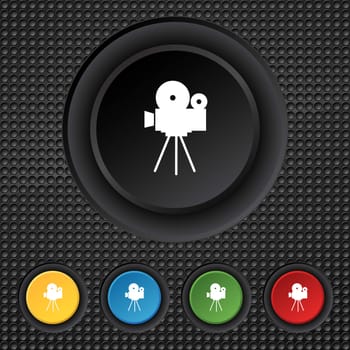 Video camera sign icon.content button. Set colourful buttons. illustration