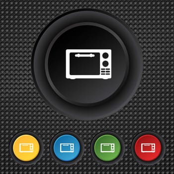 Microwave oven sign icon. Kitchen electric stove symbol. Set colourful buttons. illustration