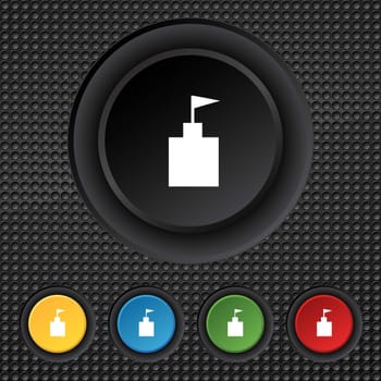 tower icon. Set Flat modern web colour button. illustration