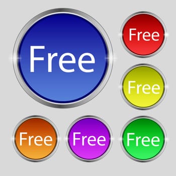 Free sign icon. Special offer symbol. Set of colored buttons. illustration