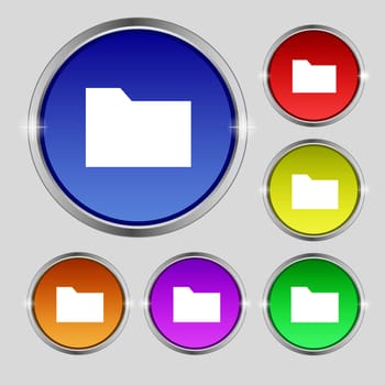 Document folder icon sign. Round symbol on bright colourful buttons. illustration