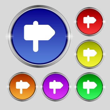 Information Road icon sign. Round symbol on bright colourful buttons. illustration
