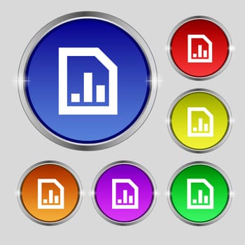 Growth and development concept. graph of Rate icon sign. Round symbol on bright colourful buttons. illustration
