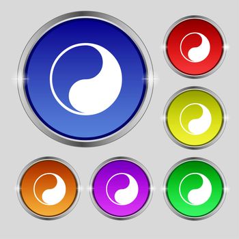 Yin Yang icon sign. Round symbol on bright colourful buttons. illustration